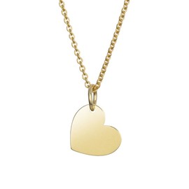 Materia #KA-442 Women's Necklace with Engraving Heart Pendant Gold 925 Silver Gold-Plated 42-45 cm with Gift Box, Sterling Silver, None