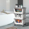 Ucake Plastic Stacking Basket with Wheels, Stackable Storage Basket Organizer,