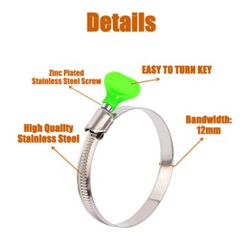 ISPINNER 2pcs 4 Inch Key Hose Clamp, Bandwidth 12mm Thumb Screw Adjustable Stainless Steel Hose Clamps for Dryer Vent, Dust Collector and Automotive