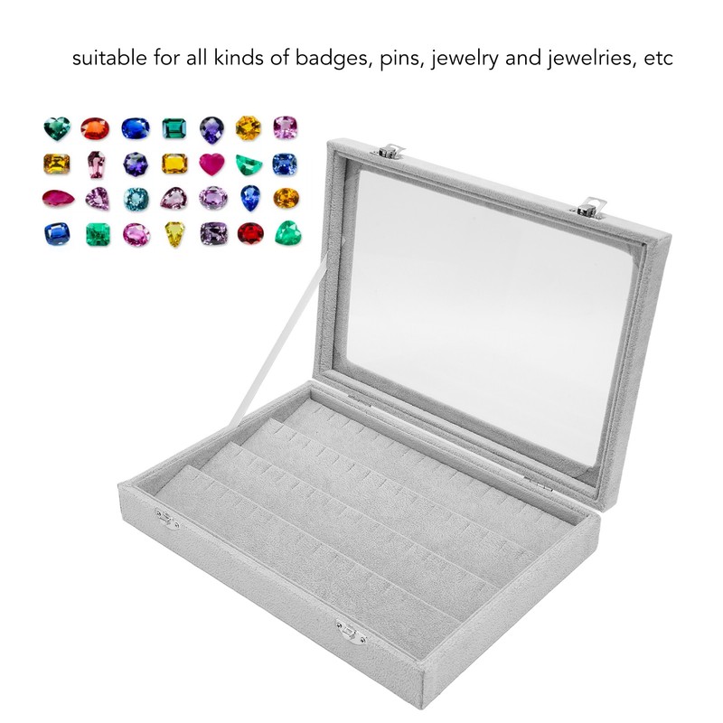 Pin Display Case Transparent Glass Dustproof Pin Collection Display Box
