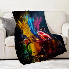 Turamurra Colorful Drum Set Blanket 50"x60", Music Plush Blankets, Ideal for Home Decor, Couch, Bed, Travel, for Adults and Kids