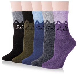 YSense 5 Pairs Womens Wool Socks Thick Knit Warm Cozy Comfy Winter Socks Gifts for Women