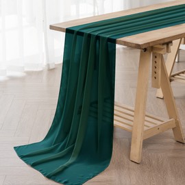 flohar 12Pack 9ft Chiffon Table Runner 14x108 Inch Sheer Romantic Table Runner for Wedding Birthday Party Bridal Shower Outdoor Decoration-Hunter