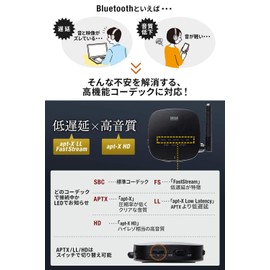 Sanwa Direct 400-BTAD008 Bluetooth Audio Transmitter Receiver apt-X LL/FastStream Low Latency APT-X HD 3.5mm Optical Digital USB Compatible