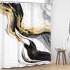 Omifly Black White Gold Marble Shower Curtain 72"W x 84"L