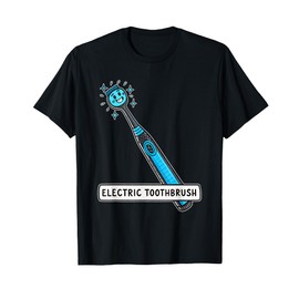 Fun Smiling Electric Toothbrush Cartoon Drawing T-Shirt