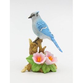 Fine Porcelain Collectible Blue Jay with Azalea Flowers Figurine, 4-1/4" H