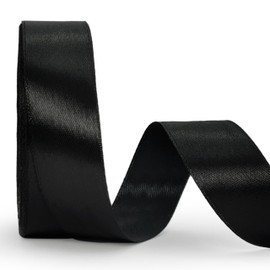 Black Ribbon 1 Inch, 25 Yards/roll Solid Satin Ribbon for Gift Wrapping, Bow & Eternal Flower Making, Floral Bouquets, Party Decoration.