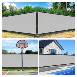 Bynbbur 4'x117' Privacy Fence Screen Net Fencing 90% Privacy Blockage Windscreen Fence Cover with Copper Grommet for Patio Backyard Garden Swimming Pool, Zip Ties Included, Light Gray