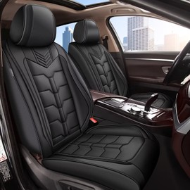 IKABEVEM Seat Covers Fit for Nissan Kicks 2018-2025 2026 2PCS Front Car Seat Covers Faux Leather Seat Cushion Waterproof Auto Protectors(Black)-2 Front Seat Covers