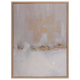 Galley Solutions 24x18 Framed Vertical Abstract Canvas Art - Brown and White Design with Hand-Painted Embellishments, MDF Frame, and D-Ring Hangers