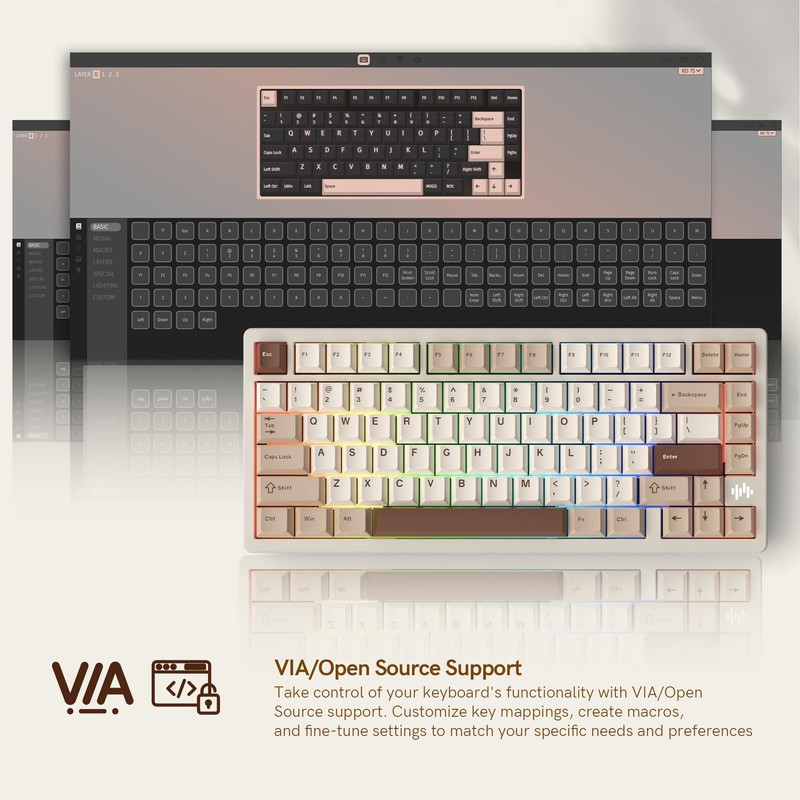 Womier RD75 Pro 75% Keyboard, Quick Release Wireless Aluminum Gaming