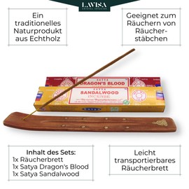 Incense Sticks Starter Set, Original Satya Incense Sticks Starter Pack, LAVISA Mix, Satya Incense Cones, Incense Holder (Incense Board)