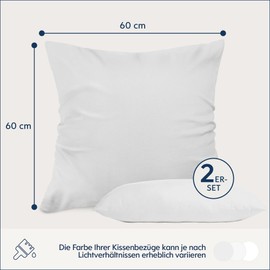 Dreamzie Pillowcase 60 x 60 cm, White, Set of 2, Microfibre, Oeko-Tex Certified, Soft