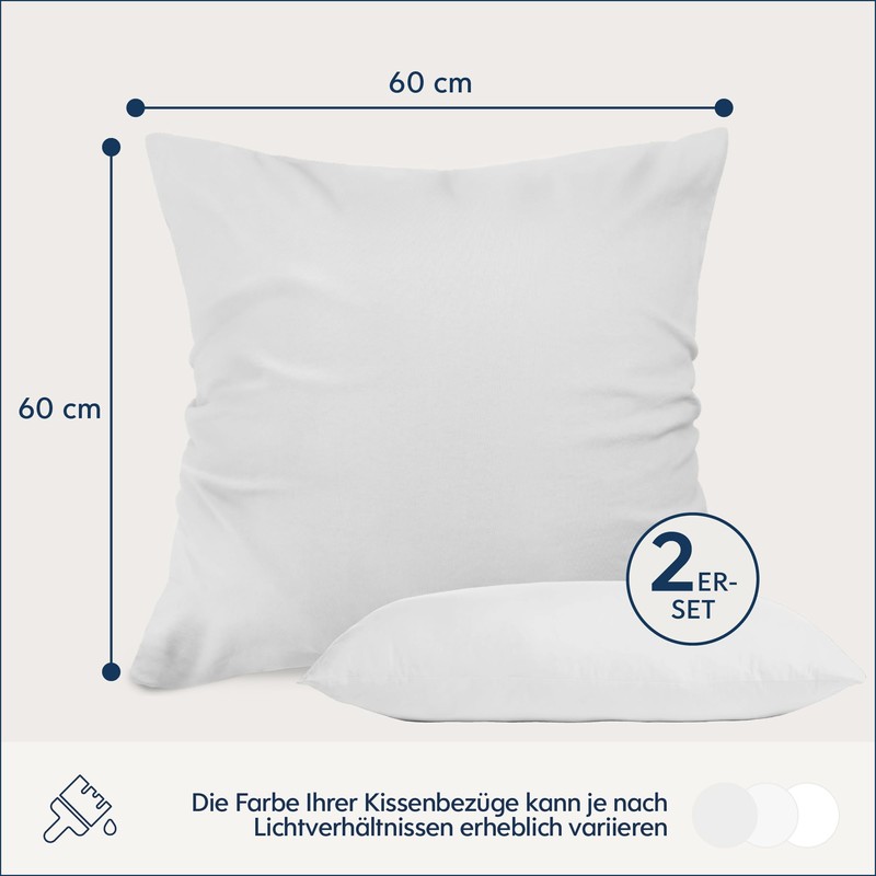 Dreamzie Pillowcase 60 x 60 cm, White, Set of 2,
