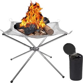 Snblzhef Portable Bonfire Campfire Fire Pit Collapsing Stainless Steel Mesh Fireplace Foldable Camping Fire Pit Camping Gear