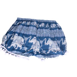 Variety of Thai Elephant Shorts from Thailand: Elastic Waist to Fit Most Sizes (Green Pattern 1)