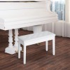 White Faux Leather Cushion Button Tufted Wooden Duet Seat Storage