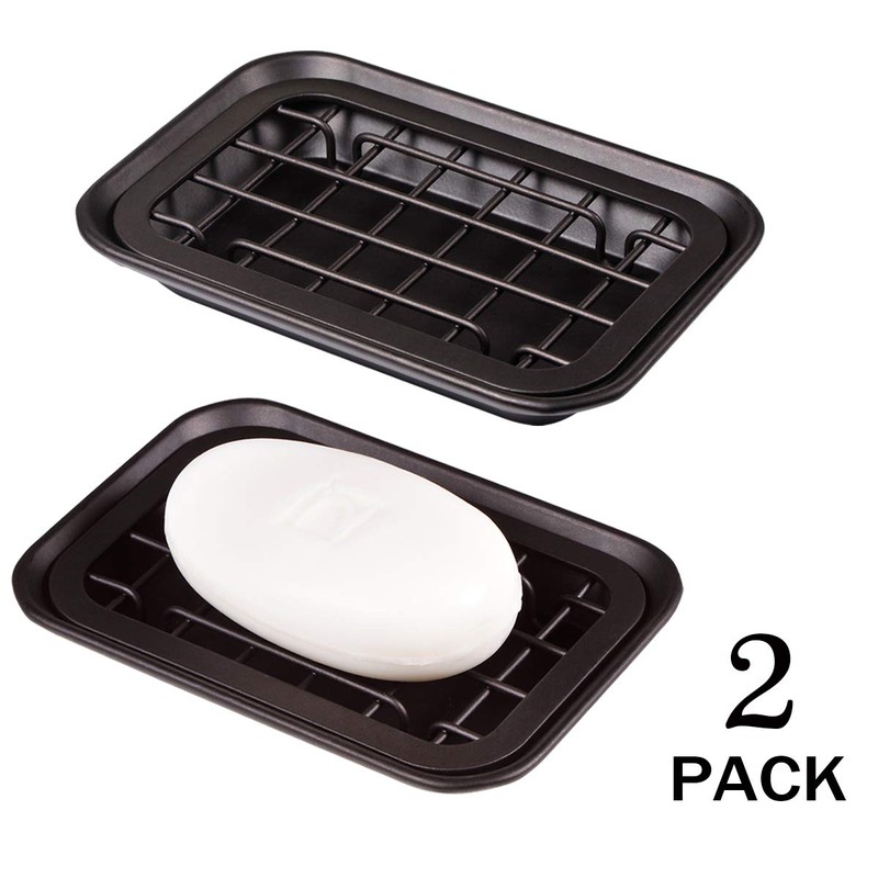 Kitchen and Bathroom Soap Dish Tray - Metal 2-Piece Soap