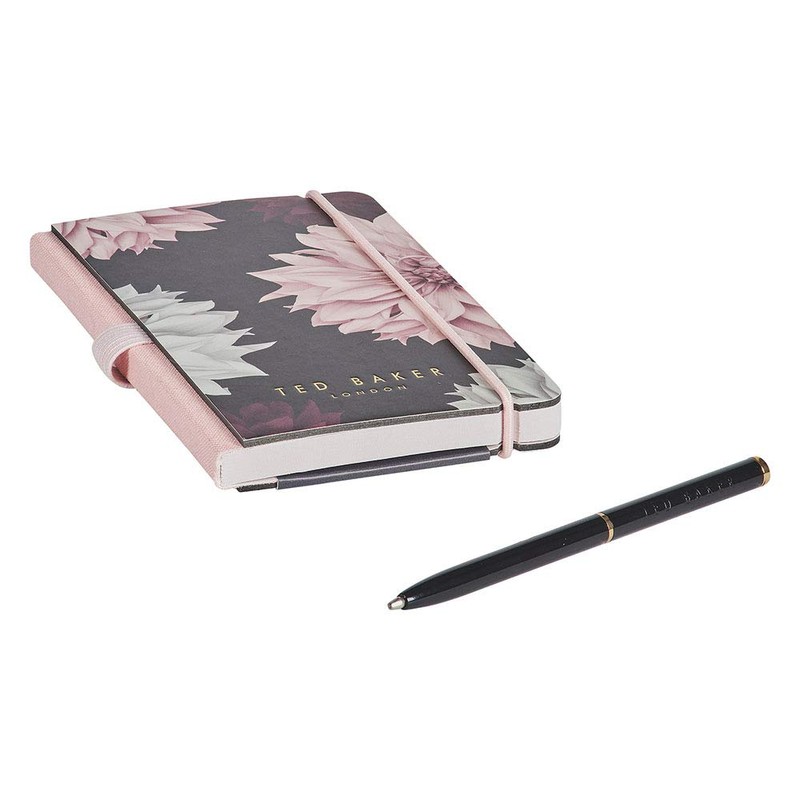 Ted Baker Mini Notebook and Pen - Black Clove Design,