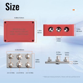 500A Marine Bus Bar Heavy Duty Power Distribution Block Waterproof Auto Battery Busbar Box with 4X5/16" (M8) +2X3/8" (M10) StudsRated Current: 500a, Rated Voltage: 12V