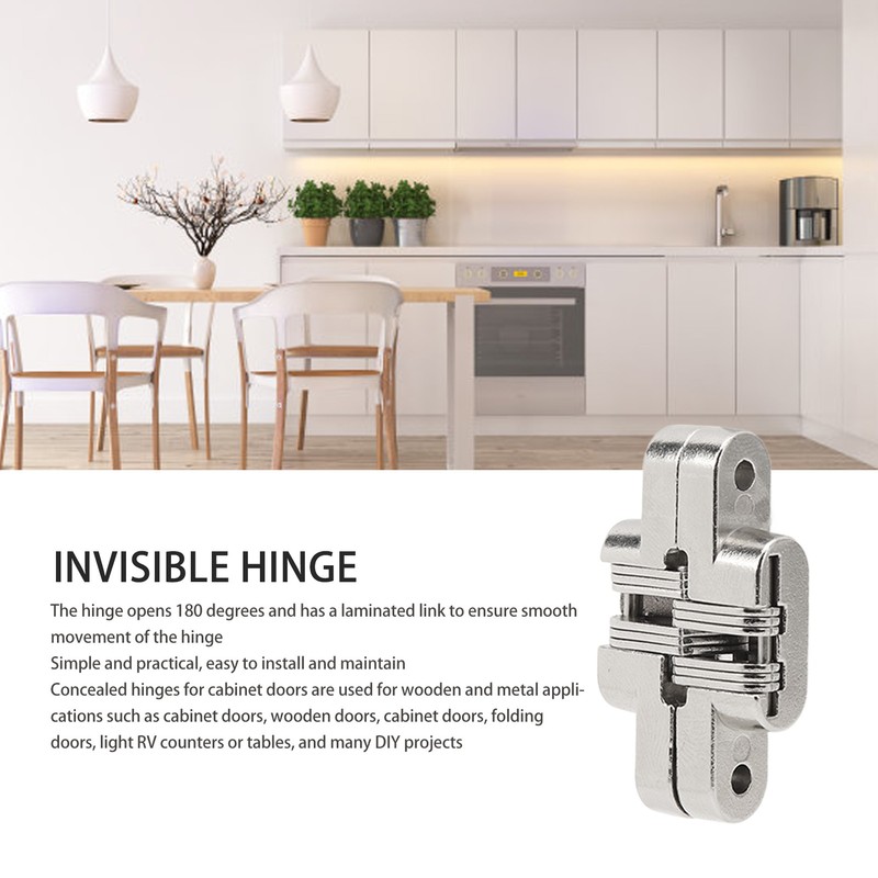 4Pcs Mini Zinc Alloy Cross Hidden Hinge 180 Degree Swing