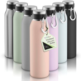 SipX™ Triple-Insulated Stainless Steel Water Bottle - 20oz. With Cover Lid, BPA-Free Reusable Insulated Water Bottle Keeps Cold For 24 Hours, Metal Water Bottle Made Of Sustainable Material For Hiking