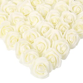 Cabezas de rosas artificiales, 200 rosas sin tallo de color marfil, cabezas de rosas artificiales para manualidades, rosas artificiales de 1.9 pulgadas, para manualidades, decoración de
