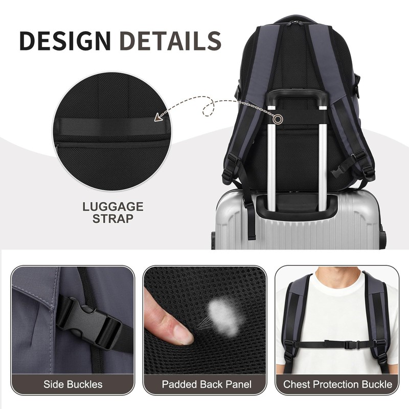 SUIKIHUM Travel Backpack for Women and Men, Lightweight 15.6" Laptop