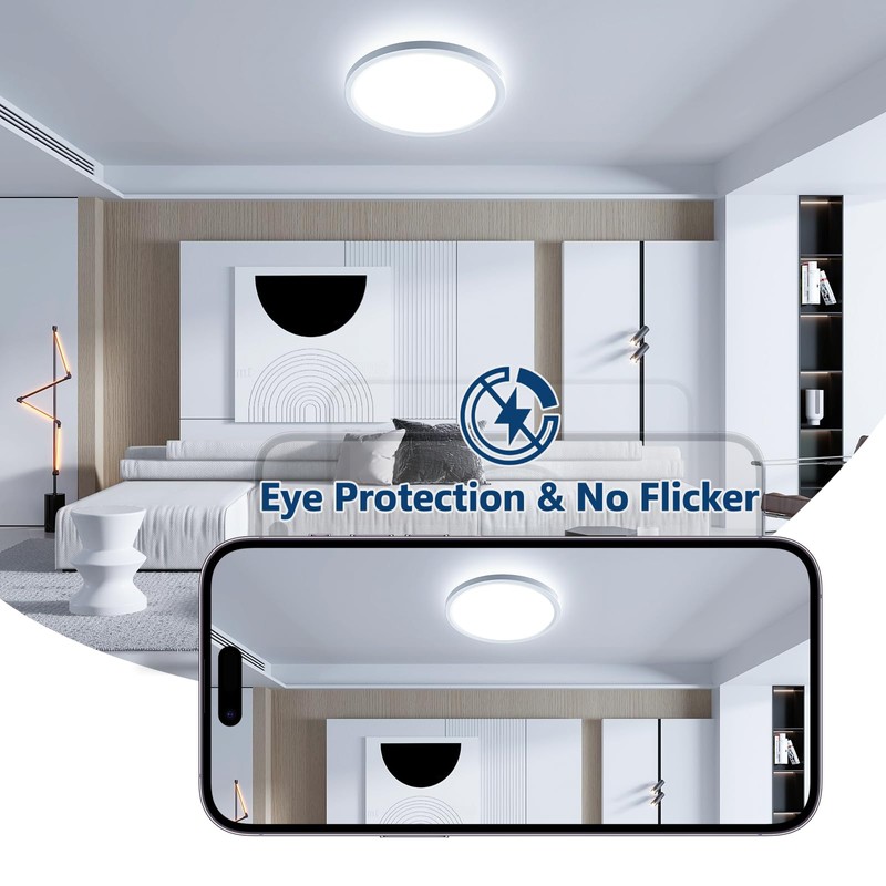 EASY EAGLE LED Ceiling Light, Flat, Round Ceiling Light, 6500