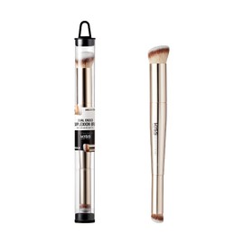 KISS NEW YORK Professional Dual Ended Complexion Brush for Blending and Even Application, Angled Sculpting Applicator for Concealer, Foundation, Setting Powder