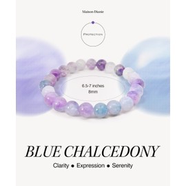 Maison Dianie Natural Stone Bead Bracelets 8MM Colorful Gemstones for Men and Women Adjustable Protection Bracelet Birthday Gift