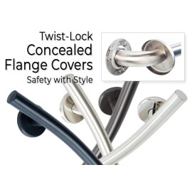 Grab Bar Specialists Wave Shower Grab Bar Smooth Grip in Matte Black Finish | Holds Upto 400 lb - 24" Right Hand