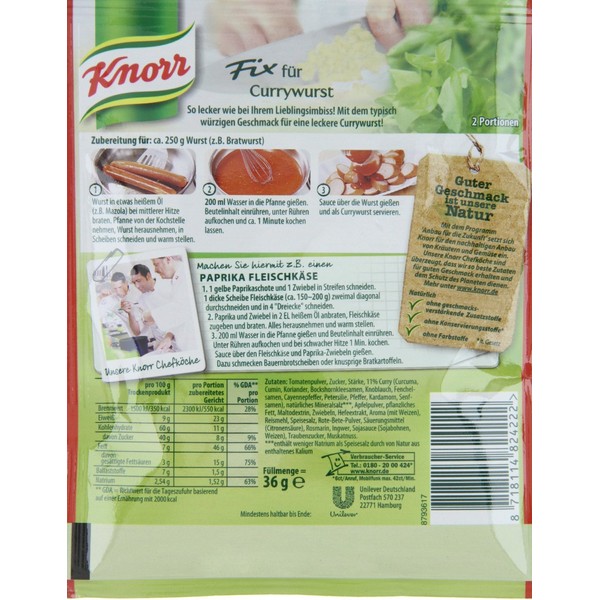 Knorr Fix curried sausage (Currywurst) (Pack of 4)