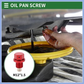 PARSLUCK Universal Oil Pan Screw Oil Drain Plug Sump Drain Nut Bolt, M12x1.5, Aluminium Alloy, Red, 1 Set Stable