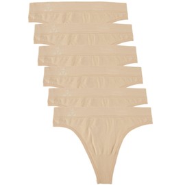 Balanced Tech Women's Seamless Thong Panties 6-Pack - Nude - Medium