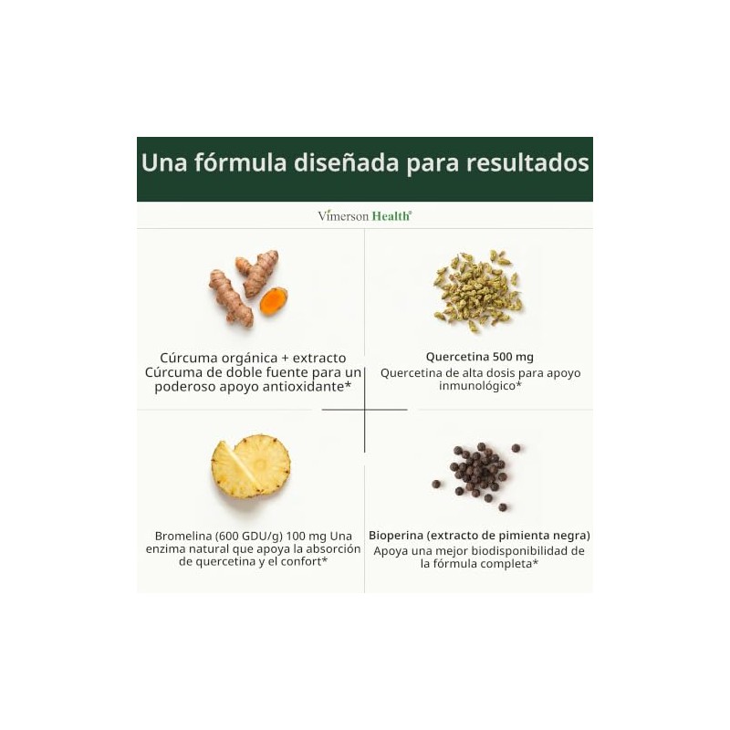 Vimerson Health Bordative Quercetina, curcumina e cúrcuma com suplemento de