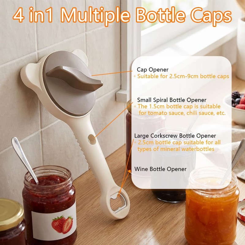 4-In-1 Jar Opener Adjustable Jars Opener for Seniors Women Men