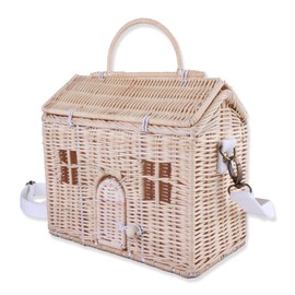 Handwoven Rattan House Storage Basket – Multi-Use Organizer with Handle & Strap, 23x20x15cm (470g)