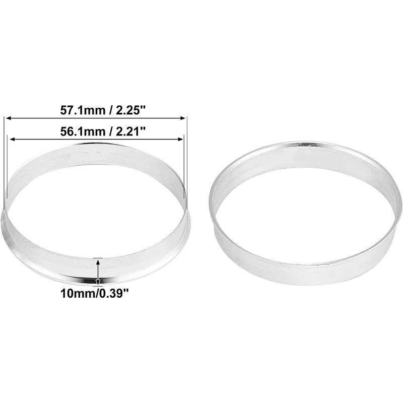 4pcs OD 57.1mm to ID 56.1mm Aluminum Alloy Car Hub