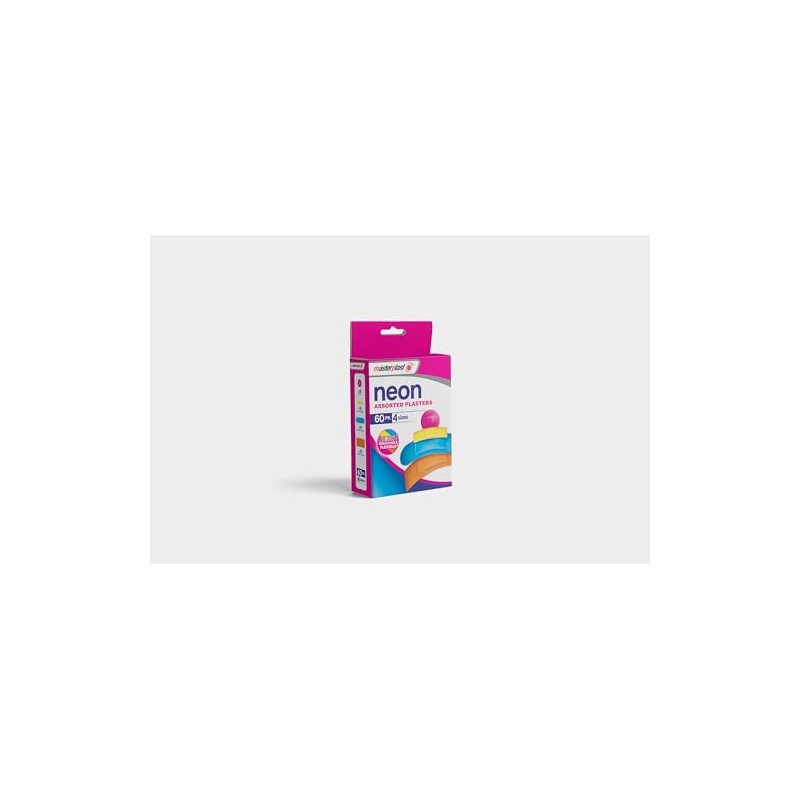 Masterplast Neon Assorted Plaster | 60 Pk | 4 Sizes