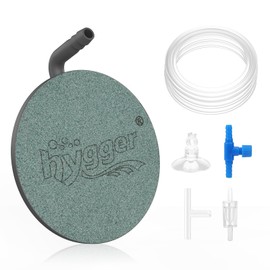 hygger Ausströmerstein Aquarium Luftstein Luftausströmer Teich Sprudelstein Aquarium Nano Leise Set mit 1M Luftrohr Aquarium Verstellbares Steuerventil Rückschlagventil Saugnapf, 3.8cm