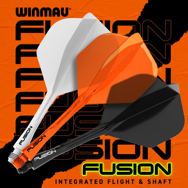WINMAU Fusion Fluoro Orange Intermediate Dart Flight and Shaft System
