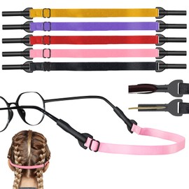 ANYGIFT Glasses Strap,Adjustable Eyeglasses Strap 5PCS Anti-Slip Sunglasses Strap for Men Women, Eye Glasses Straps Kids Glasses Strap Sports (8.7-22inch, Black/Pink/Yellow/Purple/Red)