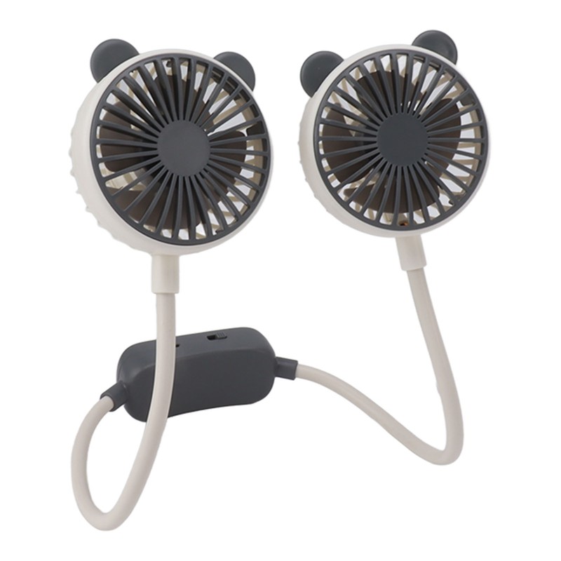 Portable Neck Fan Dual Head Bendable Wearable USB Rechargeable Hand