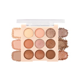 Braun Lidschatten Palette, 9 Colors Vielseitig Cream Eyeshadow, Feines und Seidiges Pulver, Glitzer Matt Lidschattenpalete Natürliches Finish, Langlebig Wasserfest, Hypoallergen Eye Makeup für Frauen