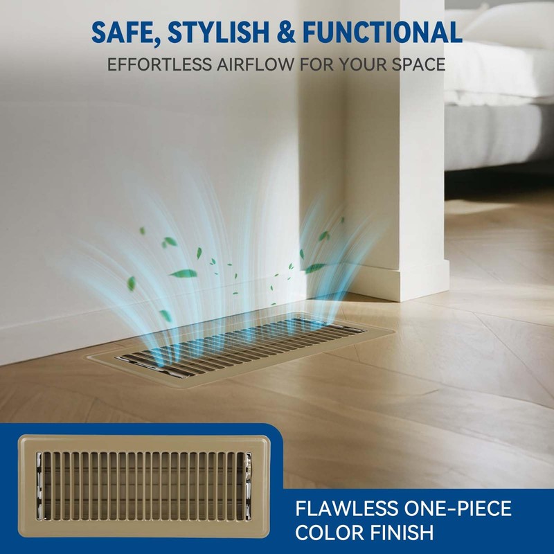 4" x 12" Floor Register Vent Covers 6-Pack, Walkable Powder-Coated