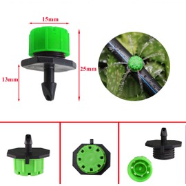 Kalolary 200Pcs Green 1/4Inch Adjustable Micro Drip Irrigation System Watering Sprinklers Anti-Clogging Emitter Dripper Green Garden Supplies