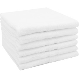 ZOLLNER 6er Set Handtücher, kleine Badtücher, 50x70 cm, Baumwolle, weiß