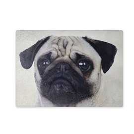 Chopping Board / Glass Chopping Board 20 x 28 x 0.4 cm with Pug Design 04